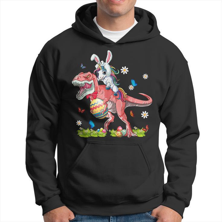 Dinosaur Easter Day Unicorn Riding T-Rex Bunny Costume Gift Hoodie