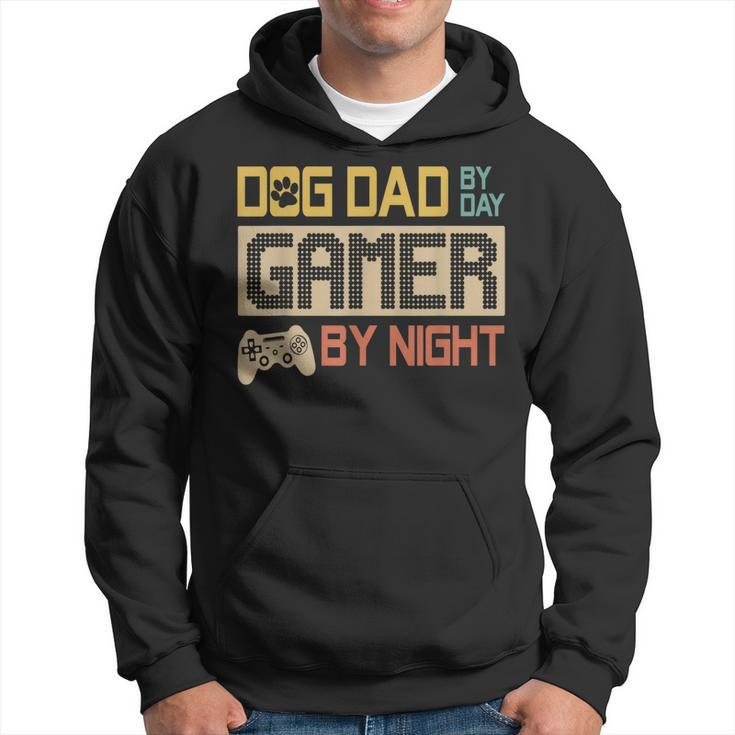 Dog Dad By Day Gamer By Night Vintage Fathers Day  Hoodie