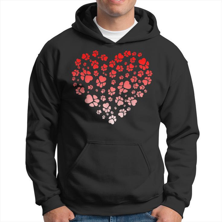 Dog Paw  Gifts Love & Heart Puppy Dog Valentines Day  Hoodie