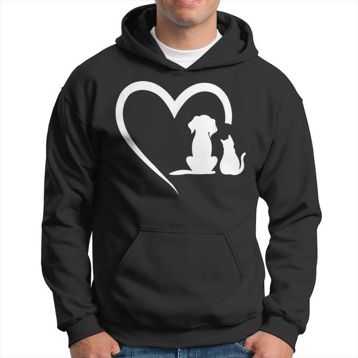Dog Puppy And Baby Cat Heart - Animal Dog & Cat Heart  Hoodie