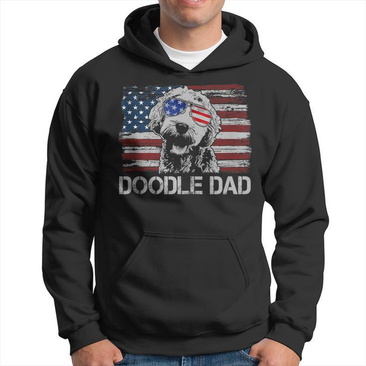 Doodle Dad Goldendoodle Dog American Flag 4Th Of July Men Hoodie