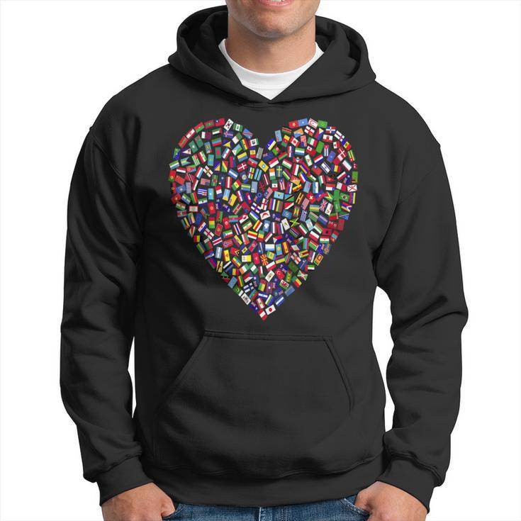 Earth Day World All Countries Flags In Heart Patriot  Hoodie