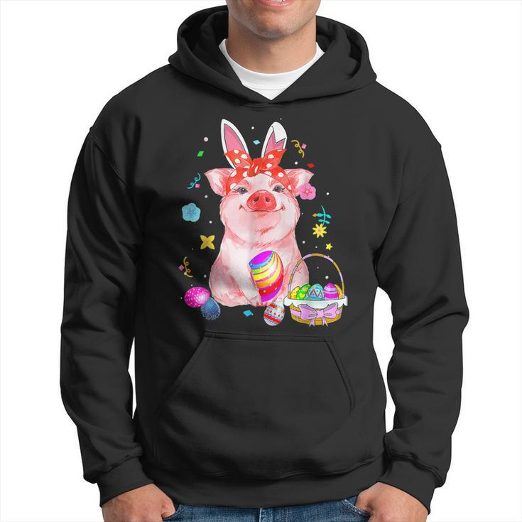 Easter Bunny Spring Pig Bow Egg Hunting Basket Colorful  Hoodie