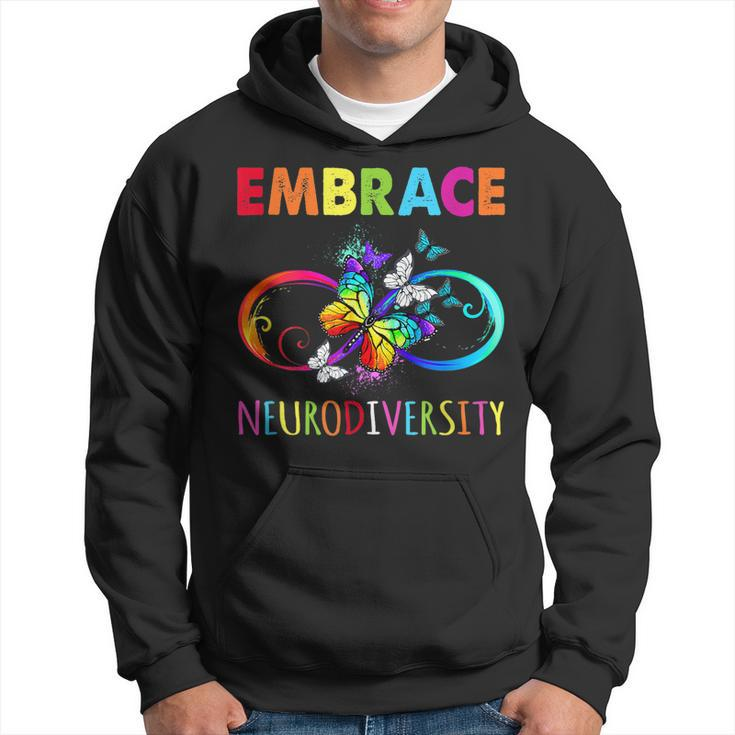 Embrace Neurodiverity Rainbow Infinity Butterfly Autism  Hoodie