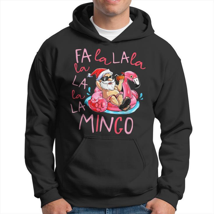 Fa La La Mingo Funny Santa Flamingo Float Tropical Christmas Men Hoodie Graphic Print Hooded Sweatshirt