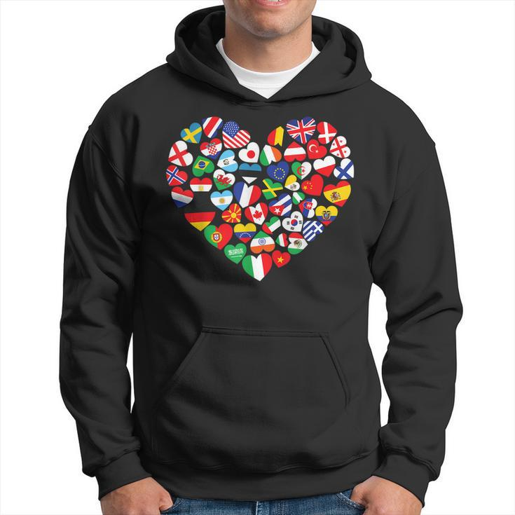 Flags Of Countries Of The World International Flag Heart  Hoodie