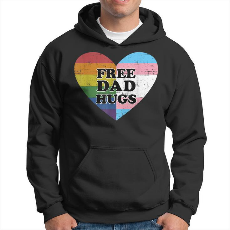 Free Dad Hugs With Rainbow And Transgender Flag Heart Gift For Mens Hoodie