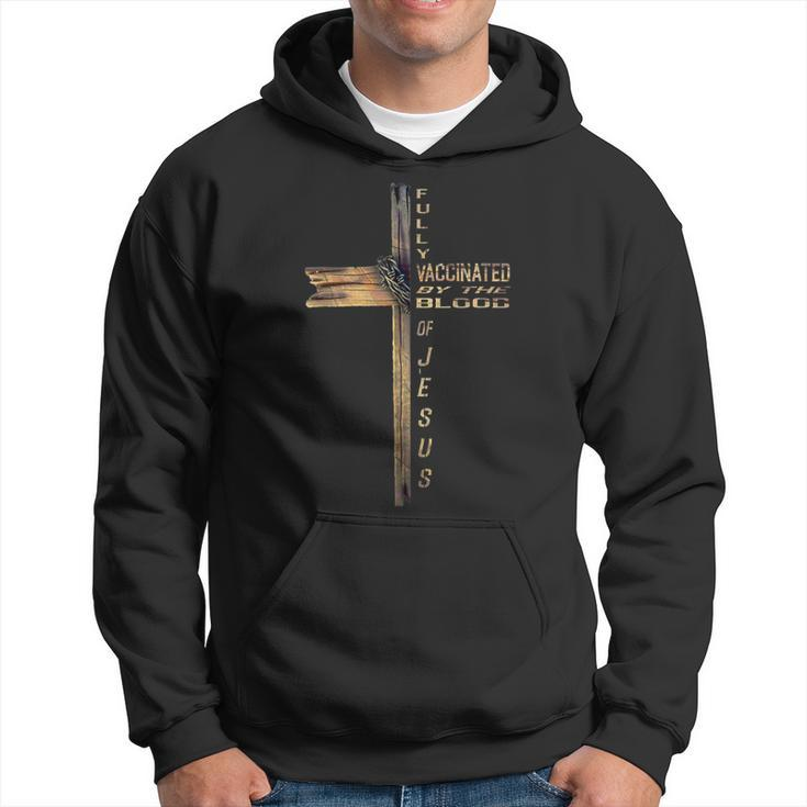 Fully Vaccinated By The Blood Of Jesus Lion Cross Christian  Hoodie