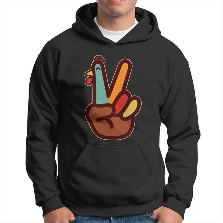 Funny Cute Thanksgiving Hand Turkey Peace Sign Hoodie