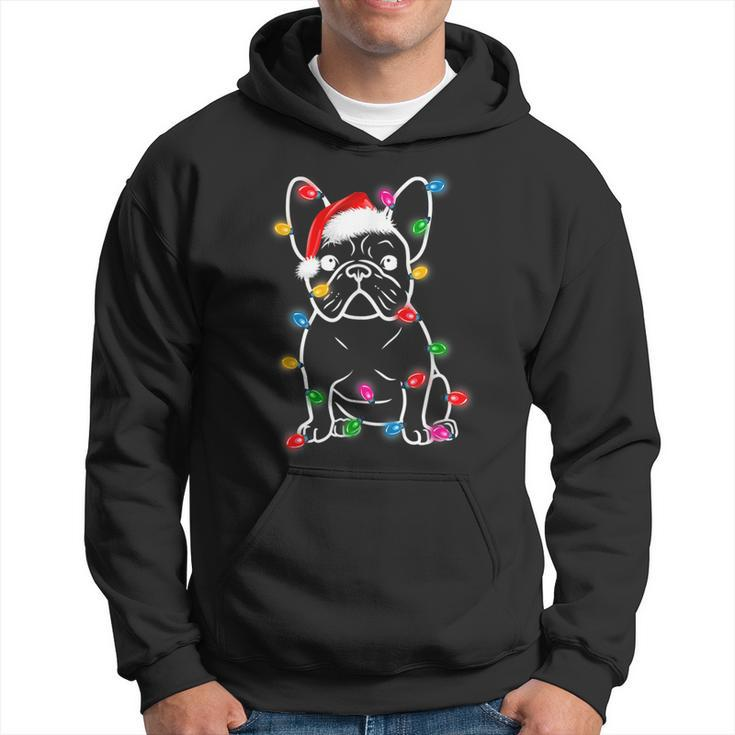 Funny French Bulldog Dog Tree Christmas Lights Xmas Pajama  V2 Men Hoodie Graphic Print Hooded Sweatshirt