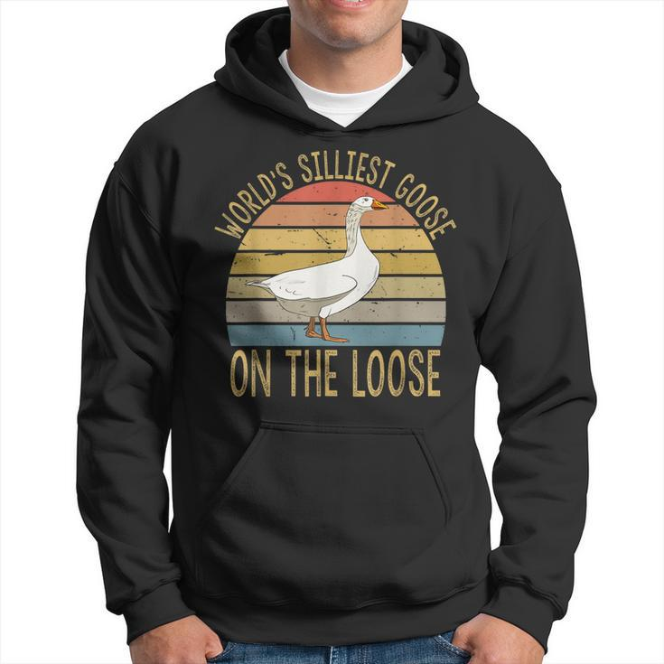 Funny Goose Worlds Silliest Goose On The Loose Vintage  Hoodie