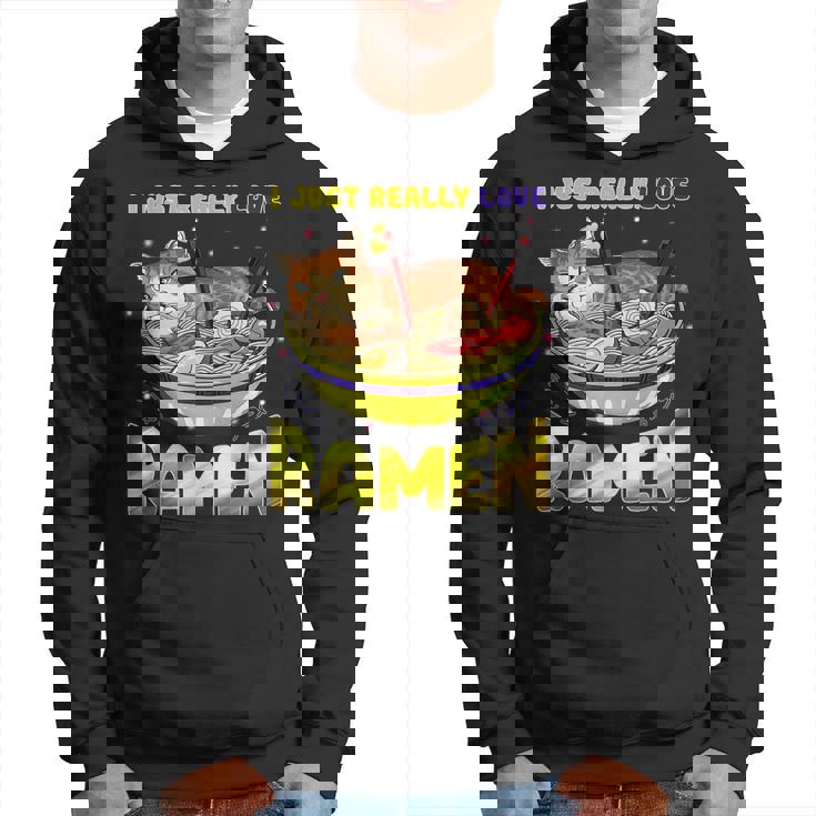 Funny Kawaii Anime Cats Love Ramen Japanese Noodles  Men Hoodie Graphic Print Hooded Sweatshirt