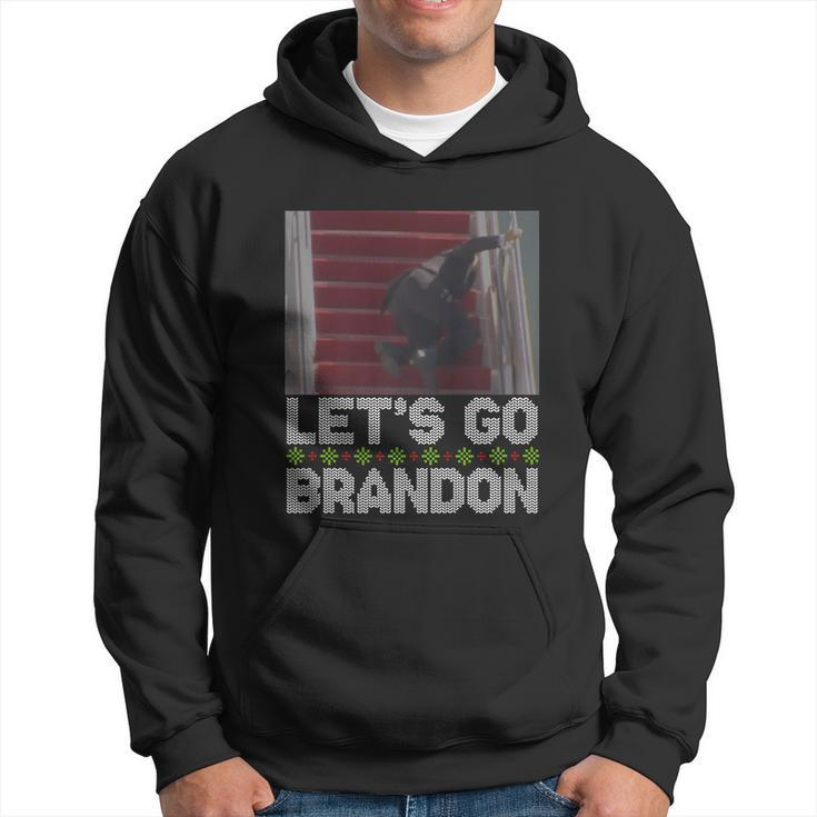 Funny Lets Go Brandon Falling Biden Ugly Christmas Sweater Hoodie
