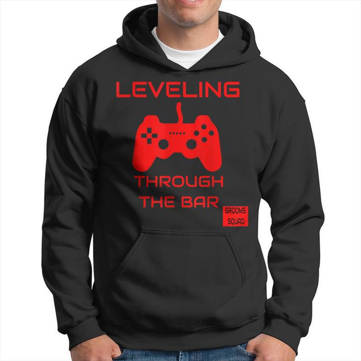 Funny Leveling Through The Bar Grooms Squad Bachelor Retro Hoodie