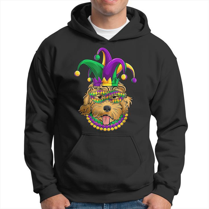 Funny Mardi Gras Dog Apparel Golden Doodle Dog Mom Dad  Men Hoodie Graphic Print Hooded Sweatshirt