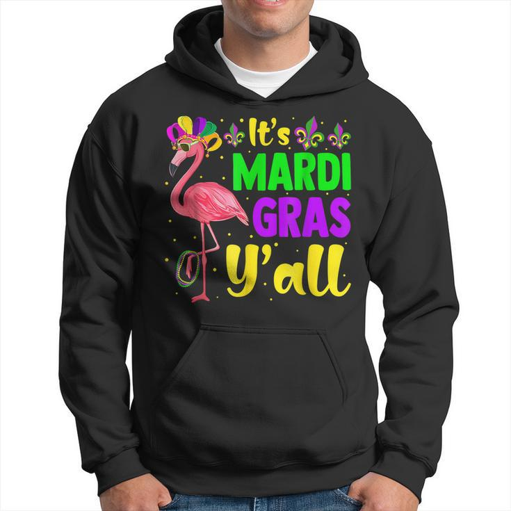 Funny Mardi Gras Flamingo Mardi Gras Yall Beads Mask V2 Hoodie