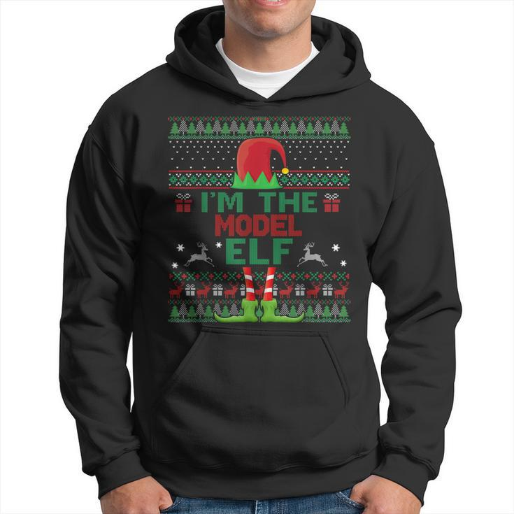Funny Matching Ugly Im The Model Elf Christmas  Men Hoodie Graphic Print Hooded Sweatshirt