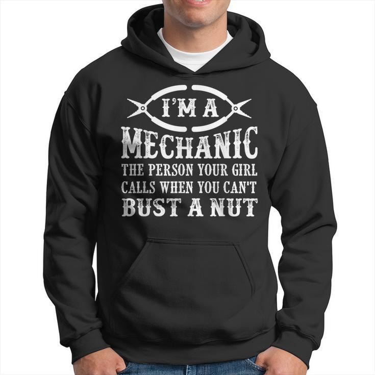 Funny Mechanic Bust A Nut Mens Hoodie