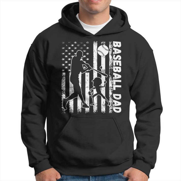 Funny Proud Baseball Dad American Flag Sports Fathers Day   Hoodie