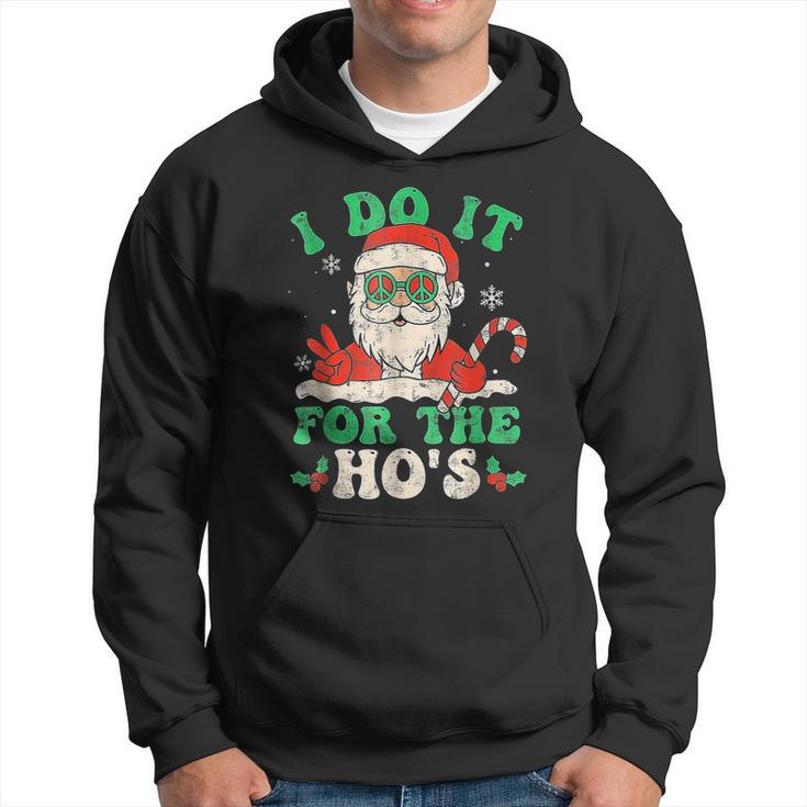 Funny Santa I Do It All For The Hos Christmas Funny Xmas  Men Hoodie Graphic Print Hooded Sweatshirt