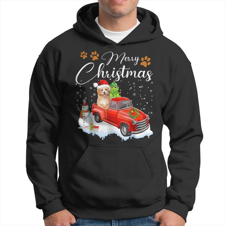Funny Shih Tzu Dog Snow Red Truck Christmas Xmas Tree Pajama  Men Hoodie Graphic Print Hooded Sweatshirt