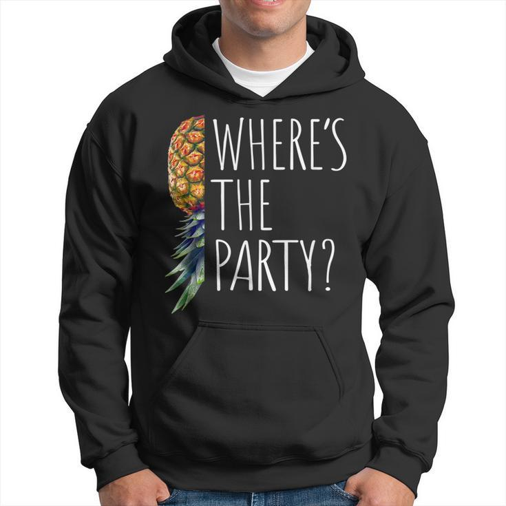 Funny Wheres The Party Upside Down Pineapple Swinger  Hoodie