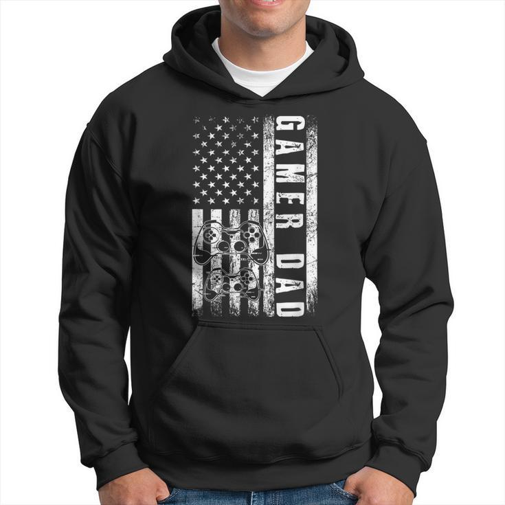 Gamer Dad American Flag Funny Video Gaming Fathers Day Hoodie