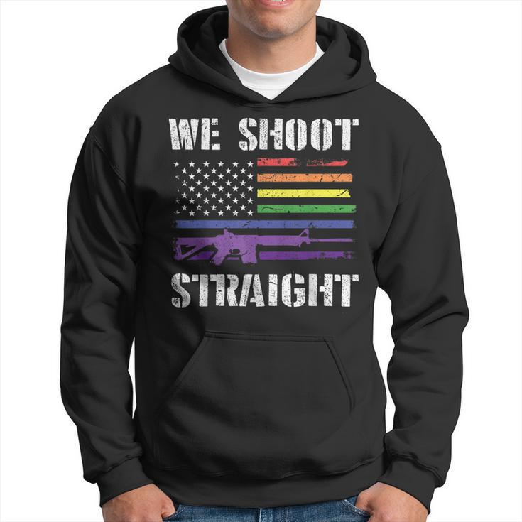 Gay Veteran We Shoot Straight Lgbt Veterans Day Gift Hoodie