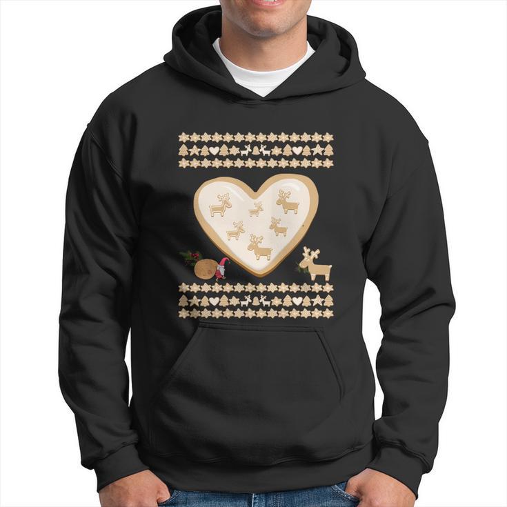 Gingerbread Heart Deer Cookies And Gnome Funny Ugly Christmas Gift Hoodie