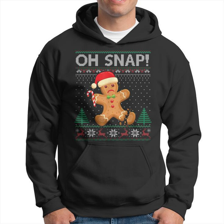 Gingerbread Man Cookie Ugly Sweater Oh Snap Christmas  Men Hoodie Graphic Print Hooded Sweatshirt