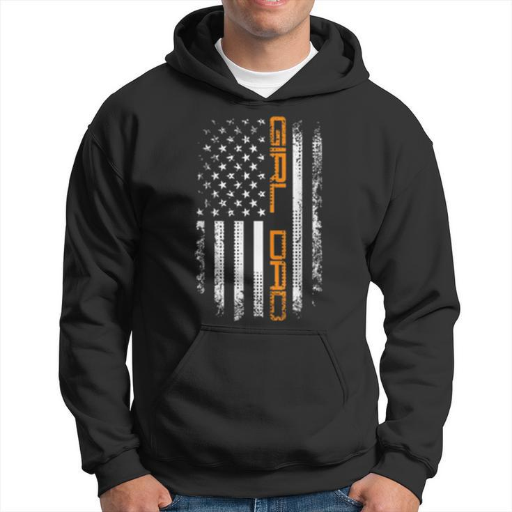 Girl Dad  Vintage American Flag Fathers Day Gift For Mens Hoodie