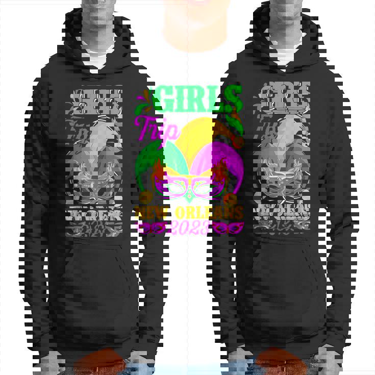 Girls Trip New Orleans 2023 Funny Jester Mask Mardi Gras Hoodie