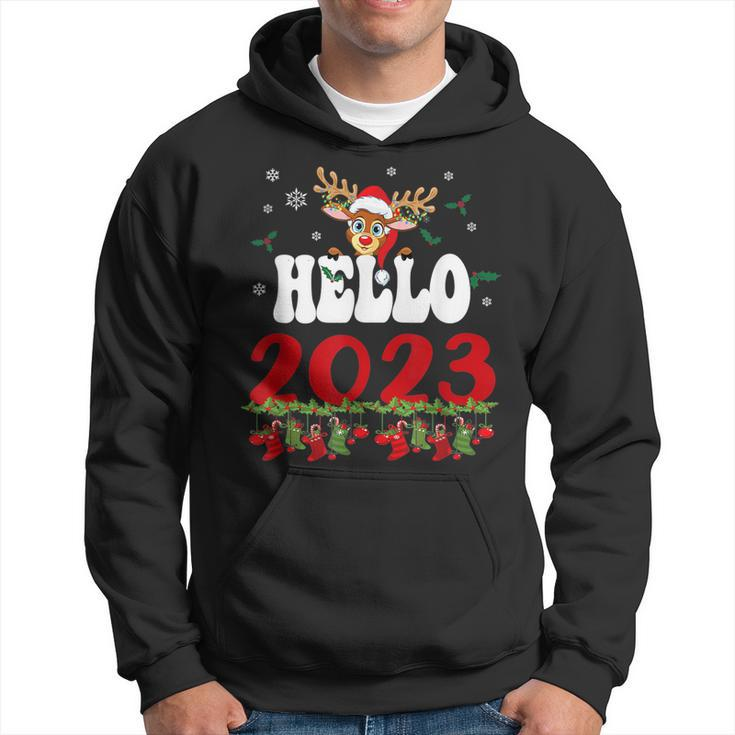 Goodbye 2022 Hello 2023 Happy New Year Christmas Xmas Groovy  Men Hoodie Graphic Print Hooded Sweatshirt