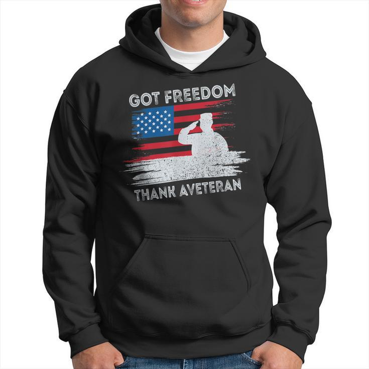 Got Freedom Thank A Veteran American Flag Veterans Day Gift  Men Hoodie Graphic Print Hooded Sweatshirt
