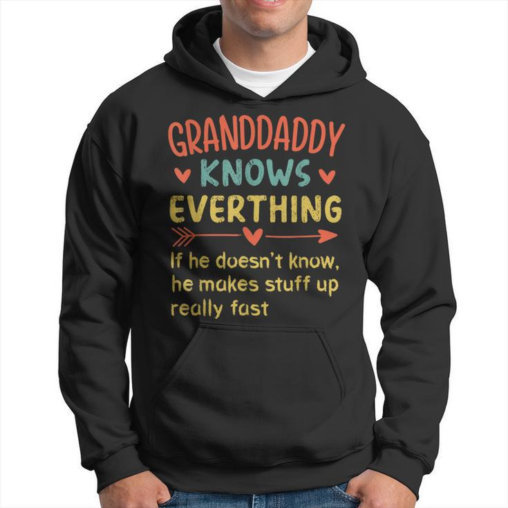 Granddaddy Knows Everything Funny Fathers Day Grandpa  Men Hoodie Graphic Print Hooded Sweatshirt