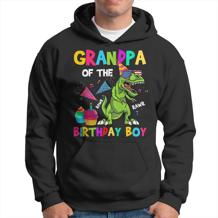 Grandpa Of The Birthday Boy Trex Dinosaur Birthday Hoodie