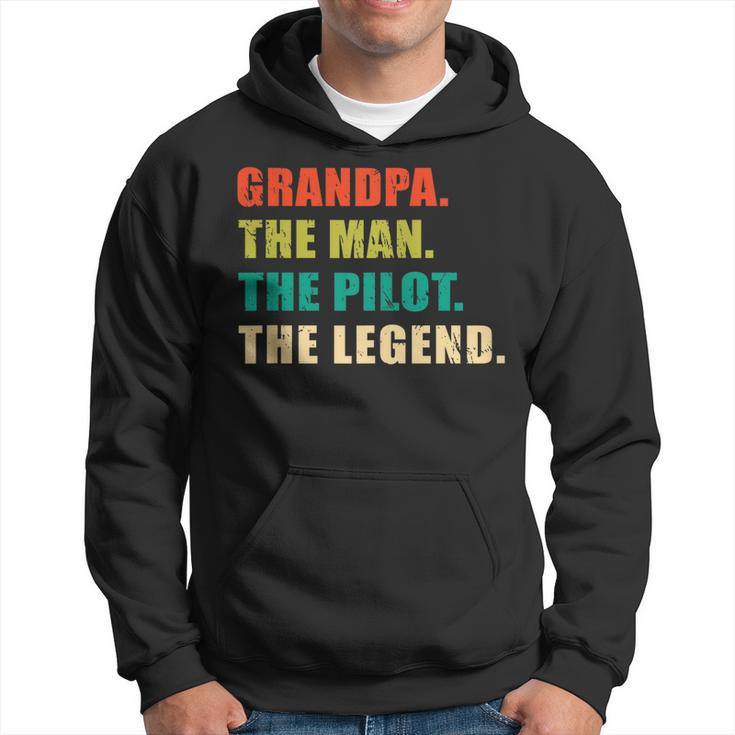 Grandpa The Man The Pilot The Legend Vintage Grandpa Hoodie