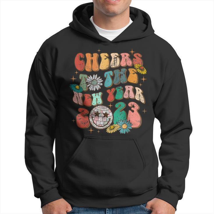 Groovy Cheers To The New Year 2023 Happy New Year Funny  Men Hoodie Graphic Print Hooded Sweatshirt