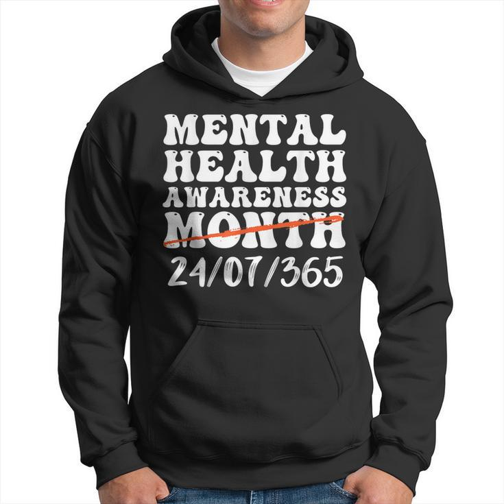 Groovy In May We Wear Green Mental Health Awareness Design  Hoodie