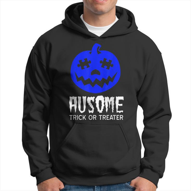 Halloween Autism Awareness Trick Or Treat Blue Pumpkin Men Hoodie