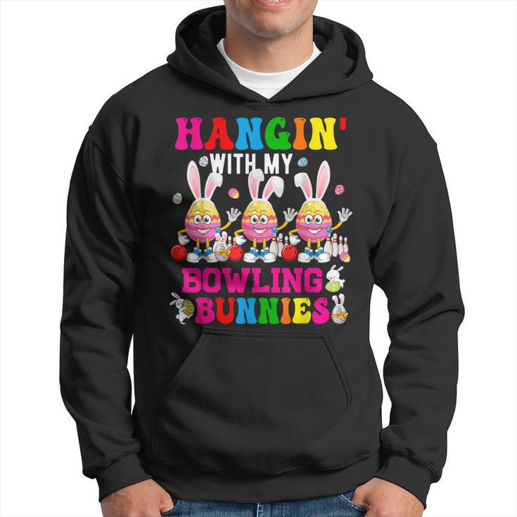 Hangin With My Bowling Bunnies Three Cute Bunny Eggs Player  Hoodie