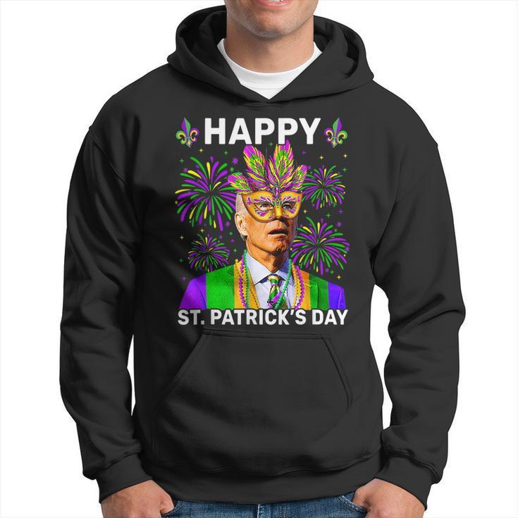 Happy St Patricks Day Confused Biden Sarcastic Mardi Gras  Hoodie