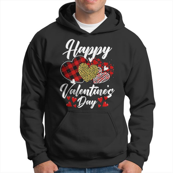 Happy Valentines Day Hearts With Leopard Plaid Valentine  Hoodie