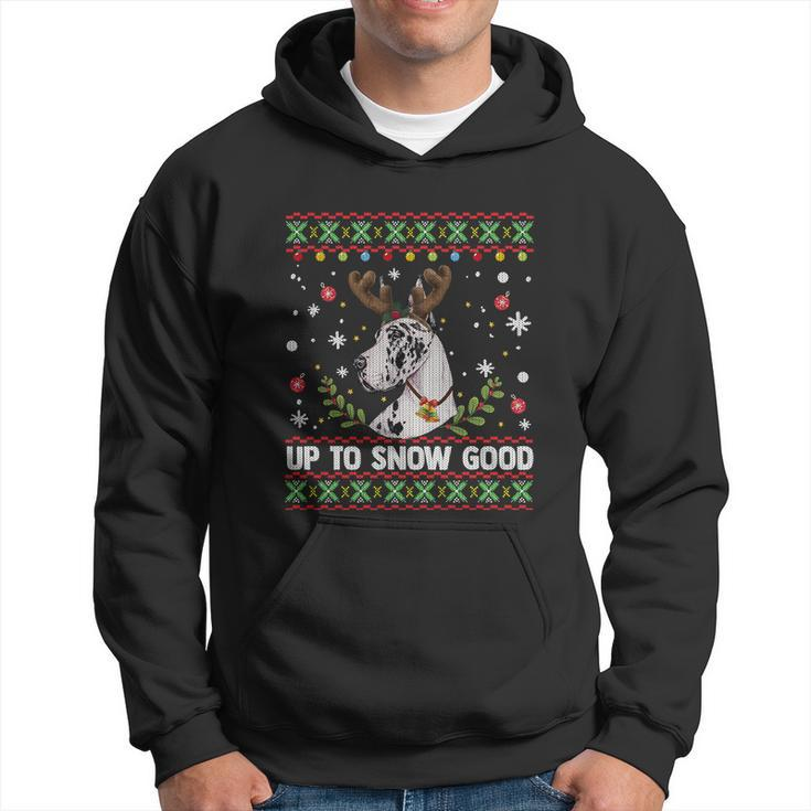 Harlequin Great Dane Dog Reindeer Ugly Christmas Sweater Great Gift Hoodie