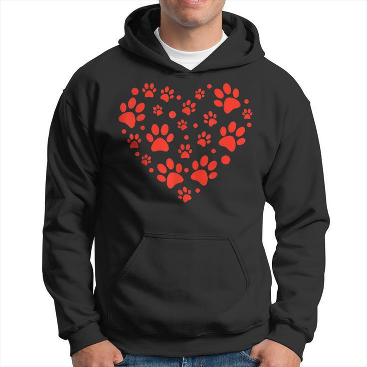 Heart Paw Print Valentines Cute Dog Love Doggie Puppy Lover  Hoodie