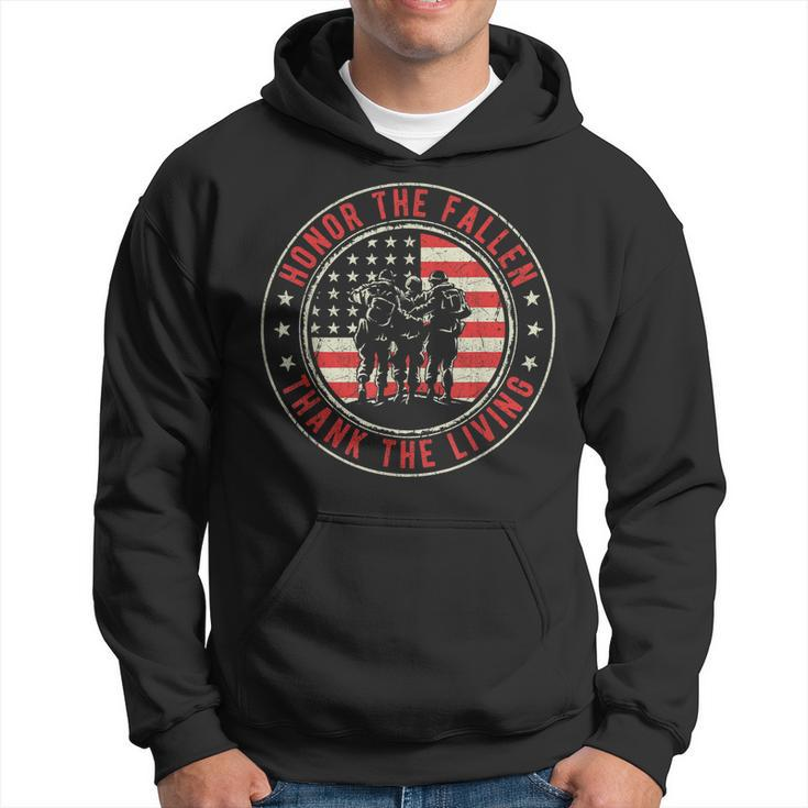 Honor The Fallen Thank The Living Us Flag Military Patriotic Hoodie