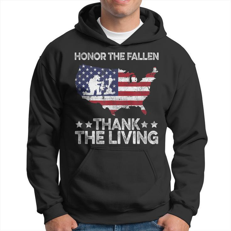 Honor The Fallen Thank The Living Veteran Military   Men Hoodie Graphic Print Hooded Sweatshirt