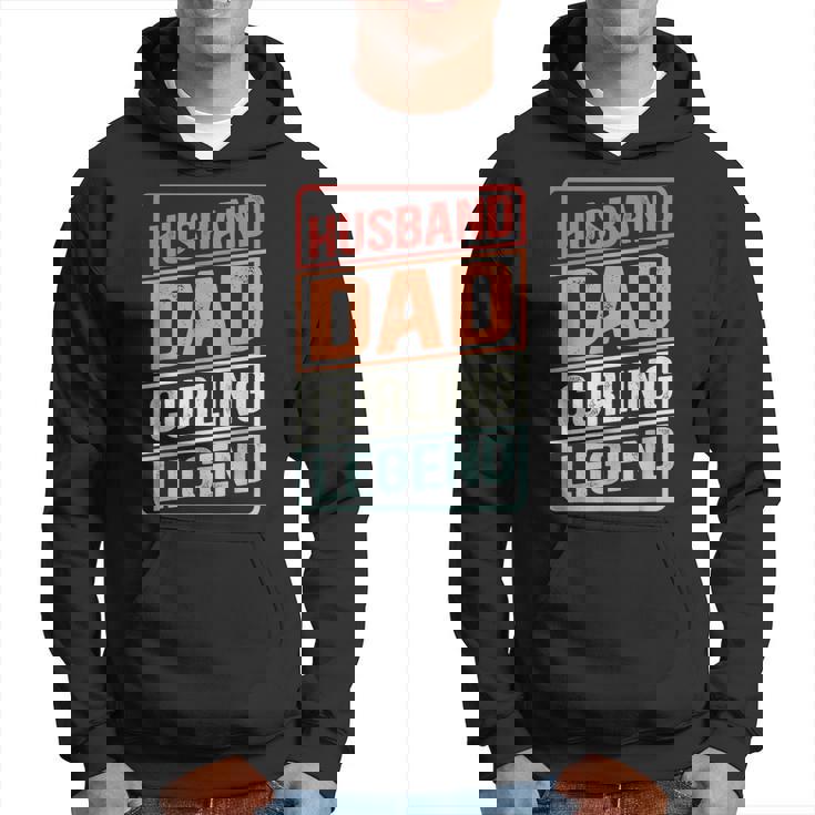 Husband Dad Curling Legend Curler Rock On Retro Curling Hoodie