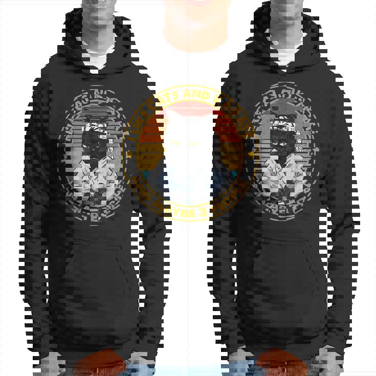 I Like Cat And Karate And Maybe 3 People Black Cat Funny Hoodie