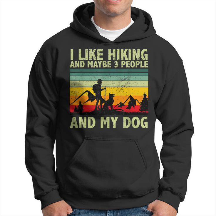 I Like Hiking And Maybe 3 People And My Dog Vintage Dog Love Hoodie